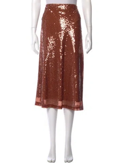 Pre-owned A.l.c Sequin Embellishments Midi Length Skirt In Brown