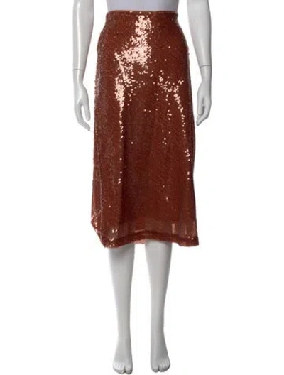 Pre-owned A.l.c Sequin Embellishments Midi Length Skirt In Brown