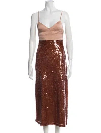 Pre-owned A.l.c Sequin Midi Length Dress W/ Tags In Brown
