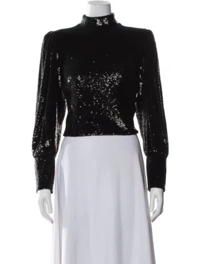 Pre-owned A.l.c Sequin Mock Neck Top In Black