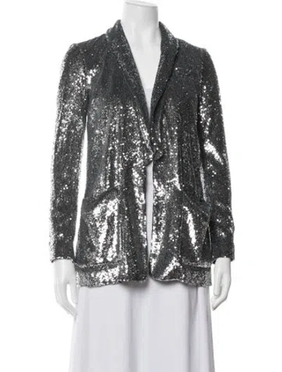 Pre-owned A.l.c Sequin Printed Evening Jacket In Silver