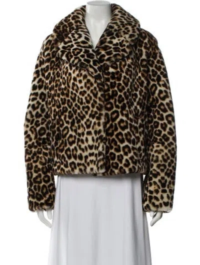 Pre-owned A.l.c Shearling Animal Print Faux Fur Jacket In Brown
