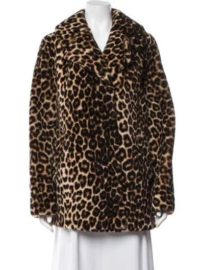Pre-owned A.l.c Shearling Animal Print Faux Fur Jacket In Brown