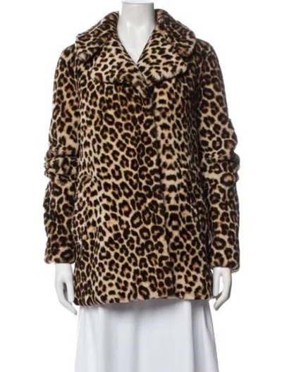 Pre-owned A.l.c Shearling Animal Print Fur Coat In Brown