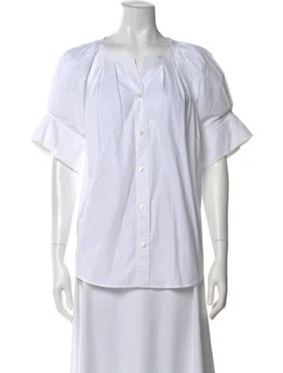 Pre-owned A.l.c Short Sleeve Blouse In White