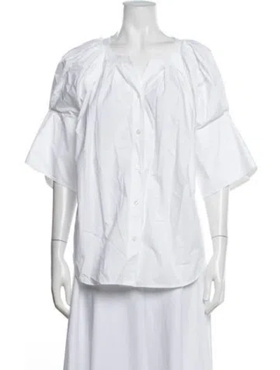 Pre-owned A.l.c Short Sleeve Blouse In White