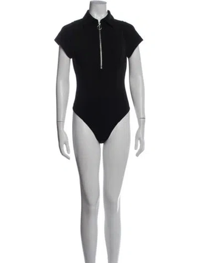 Pre-owned A.l.c Short Sleeve Bodysuit In Black
