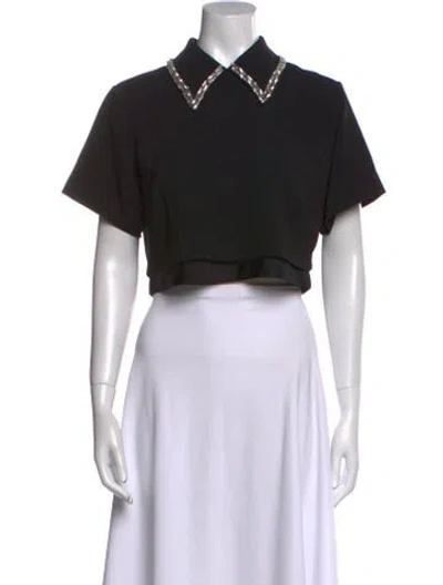 Pre-owned A.l.c Short Sleeve Crop Top In Black