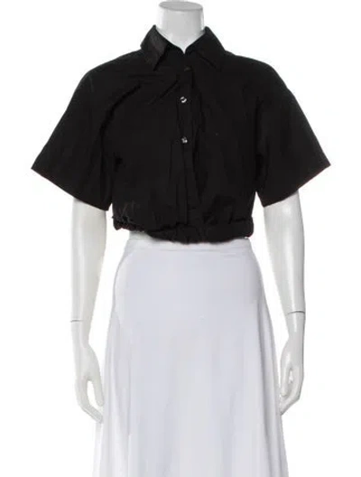 Pre-owned A.l.c Short Sleeve Crop Top In Black