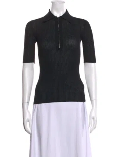 Pre-owned A.l.c Short Sleeve Polo In Black
