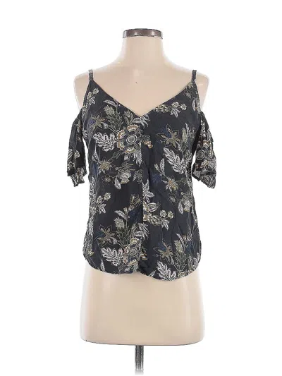 Pre-owned A.l.c Short Sleeve Silk Top Black Cold Shoulder Neckline Tops