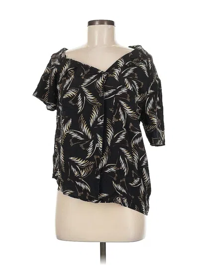 Pre-owned A.l.c Short Sleeve Silk Top Black One Shoulder Neckline Tops