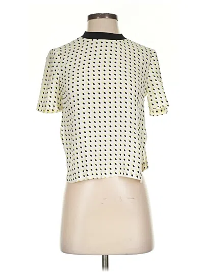 A.l.c Short Sleeve Silk Top Ivory Mock Neckline Tops In White