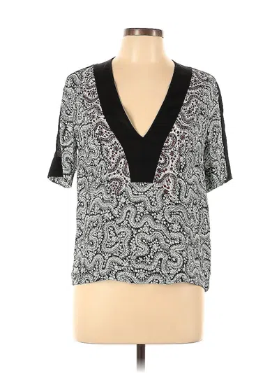 Pre-owned A.l.c Short Sleeve Silk Top Silver V Neck Tops