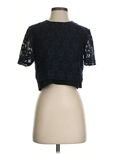 Pre-owned A.l.c Short Sleeve Top Black Mock Neckline Tops