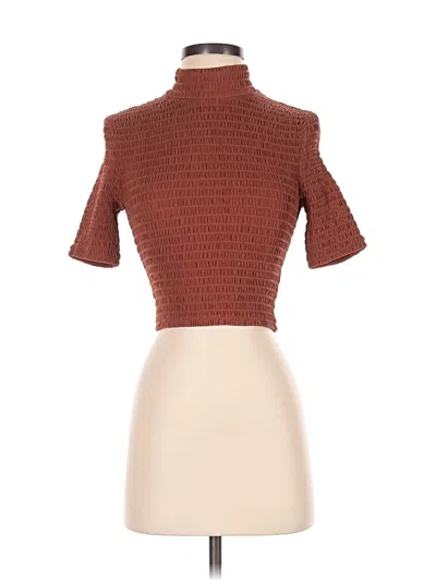 Pre-owned A.l.c Short Sleeve Top Brown Turtleneck Tops