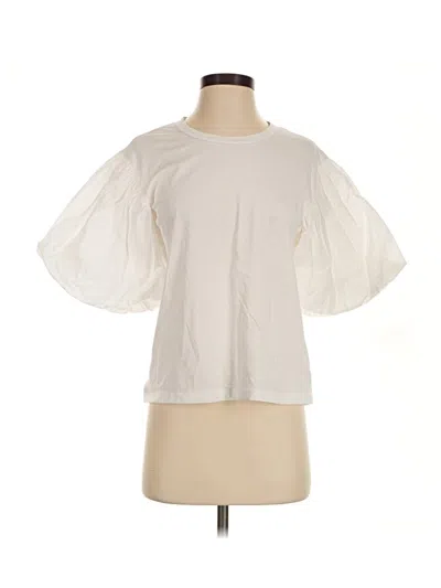 Pre-owned A.l.c Short Sleeve Top Ivory Keyhole Neckline Tops