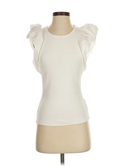 Pre-owned A.l.c Short Sleeve Top Ivory Sweetheart Neckline Tops In White