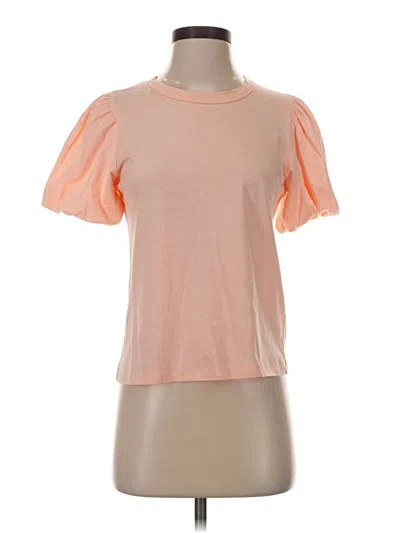 Pre-owned A.l.c Short Sleeve Top Orange Mock Neckline Tops