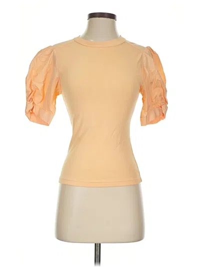 Pre-owned A.l.c Short Sleeve Top Orange Mock Neckline Tops