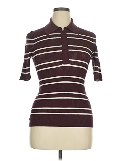 Pre-owned A.l.c Short Sleeve Turtleneck In Burgundy