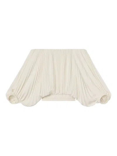 A.l.c Sienna Pleated Off-shoulder Top In White