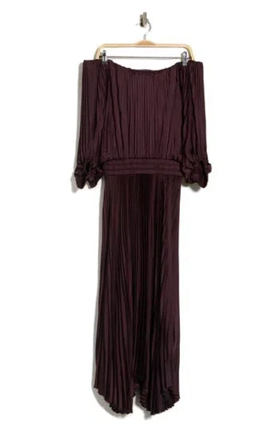 A.l.c . Sienna Pleated Off The Shoulder Maxi Dress In Deep Plum