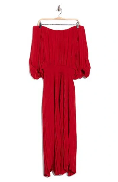 A.l.c . Sienna Pleated Off The Shoulder Maxi Dress In Red
