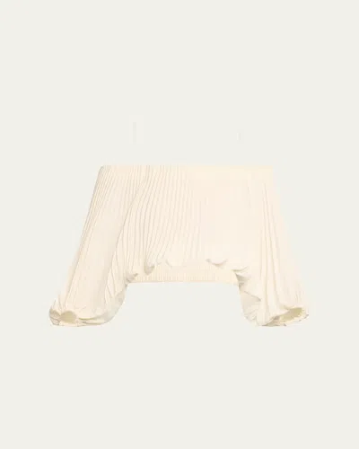 A.l.c Sienna Pleated Off-the-shoulder Top In Neutral