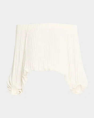A.l.c Sienna Pleated Off-the-shoulder Top In Neutral