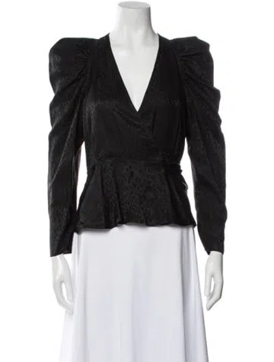 Pre-owned A.l.c Silk Animal Print Blouse In Black