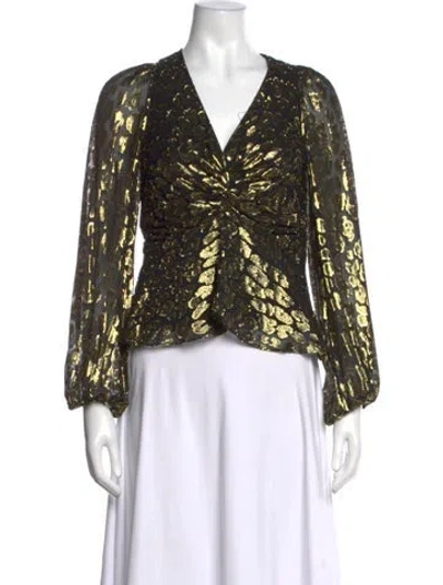 Pre-owned A.l.c Silk Animal Print Blouse In Black
