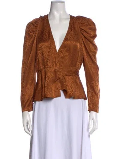 Pre-owned A.l.c Silk Animal Print Blouse In Brown