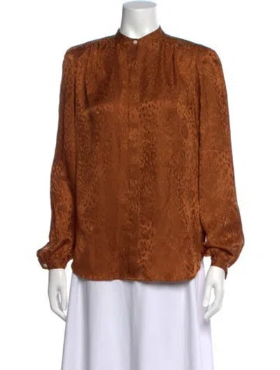 Pre-owned A.l.c Silk Animal Print Blouse In Brown
