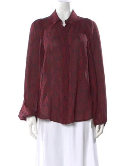Pre-owned A.l.c Silk Animal Print Blouse In Burgundy