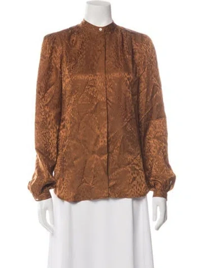 Pre-owned A.l.c Silk Animal Print Blouse In Orange