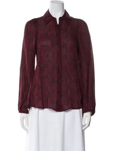 Pre-owned A.l.c Silk Animal Print Blouse In Red