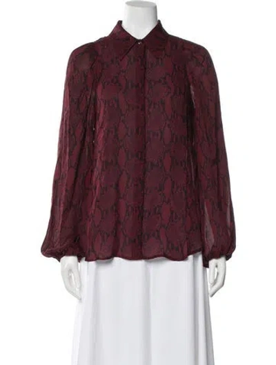 Pre-owned A.l.c Silk Animal Print Blouse In Red