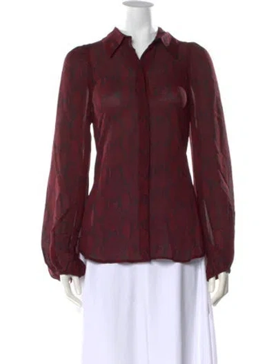 Pre-owned A.l.c Silk Animal Print Blouse In Red