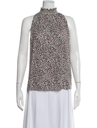 Pre-owned A.l.c Silk Animal Print Blouse In Red/white