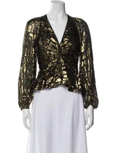 Pre-owned A.l.c Silk Animal Print Blouse W/ Tags In Green