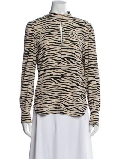 Pre-owned A.l.c Silk Animal Print Blouse W/ Tags In Neutral