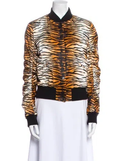 Pre-owned A.l.c Silk Animal Print Bomber Jacket In Multi
