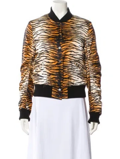 Pre-owned A.l.c Silk Animal Print Bomber Jacket In Multi