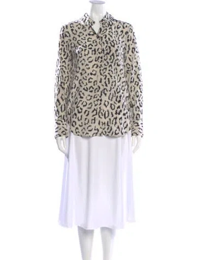 Pre-owned A.l.c Silk Animal Print Button-up Top