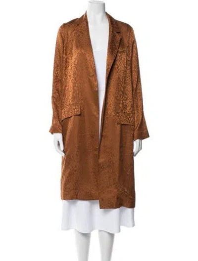 Pre-owned A.l.c Silk Animal Print Coat In Orange