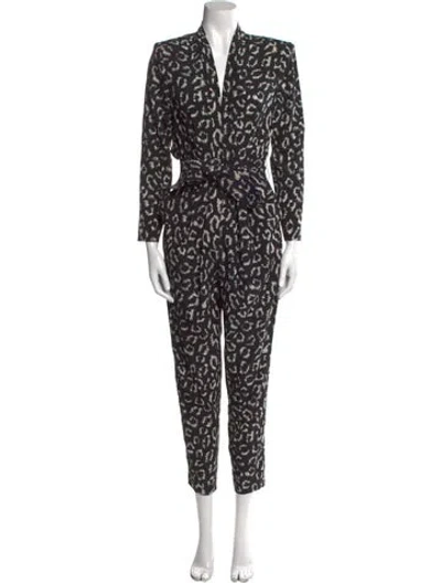 Pre-owned A.l.c Silk Animal Print Jumpsuit In Black