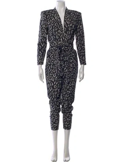 Pre-owned A.l.c Silk Animal Print Jumpsuit In Black