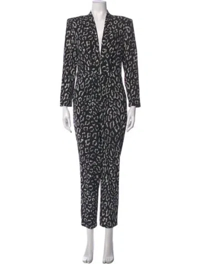 Pre-owned A.l.c Silk Animal Print Jumpsuit In Black