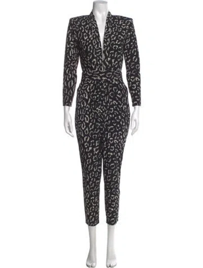 Pre-owned A.l.c Silk Animal Print Jumpsuit In Black